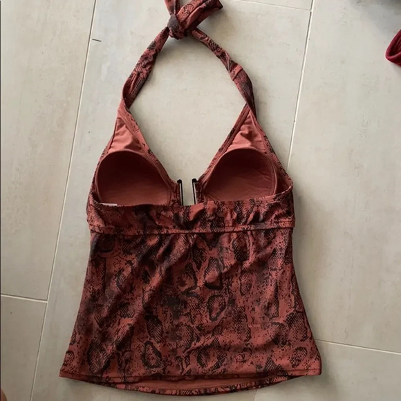 Kona Sol Women’s Snake Skin Print Brown Bikini Swim Tankini Halter Top Sz M - Picture 6 of 6